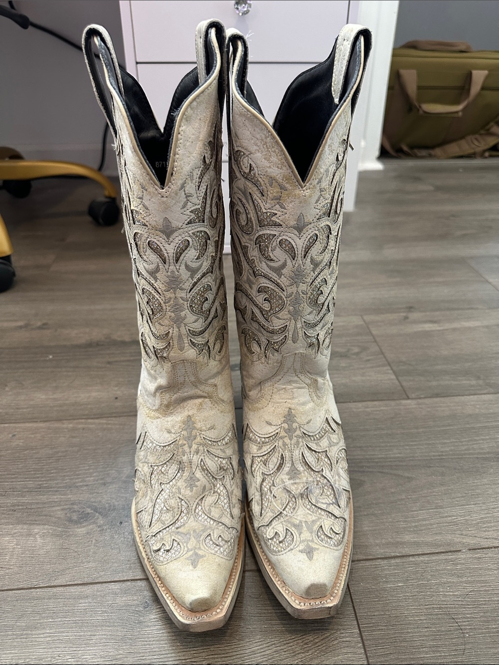 JB Dillon Women's Embroidered Western Cowgirl Boots - White/Cream